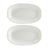 Bonna China Loop 6" x 3.5" x h:0.75" Oval Warm White Porcelain Platter (Set of 2)